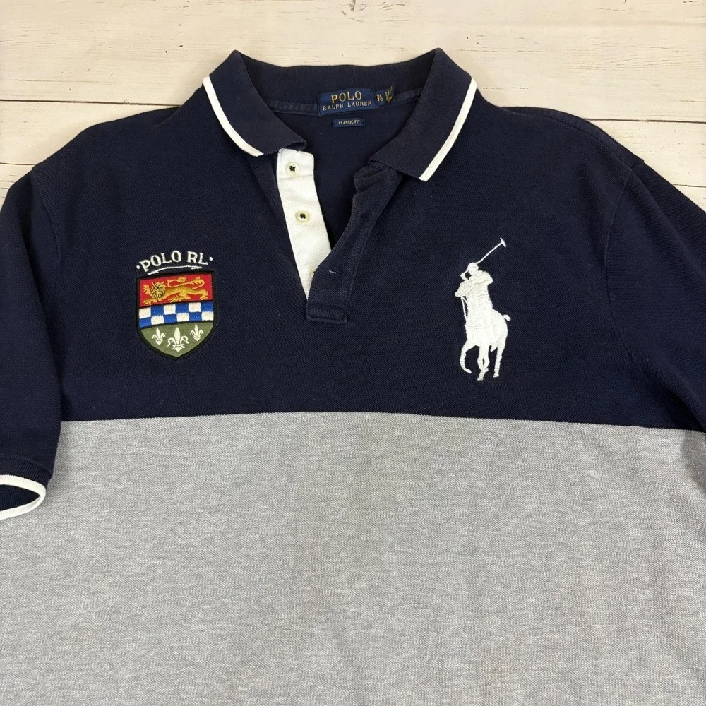Polo Ralph Lauren Crest Rugby Polo Shirt Big Pony Colorblock Mens XL